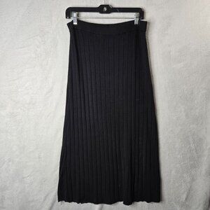 Rachel Zoe LARGE Black Knit Sweater Maxi Skirt Pull on Neutral Minimal Classic
